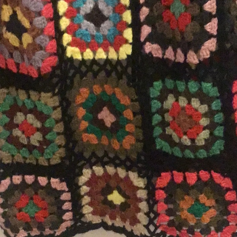 Multicolor Crochet Granny square hooded maxi cardigan one size - Picture 5 of 15
